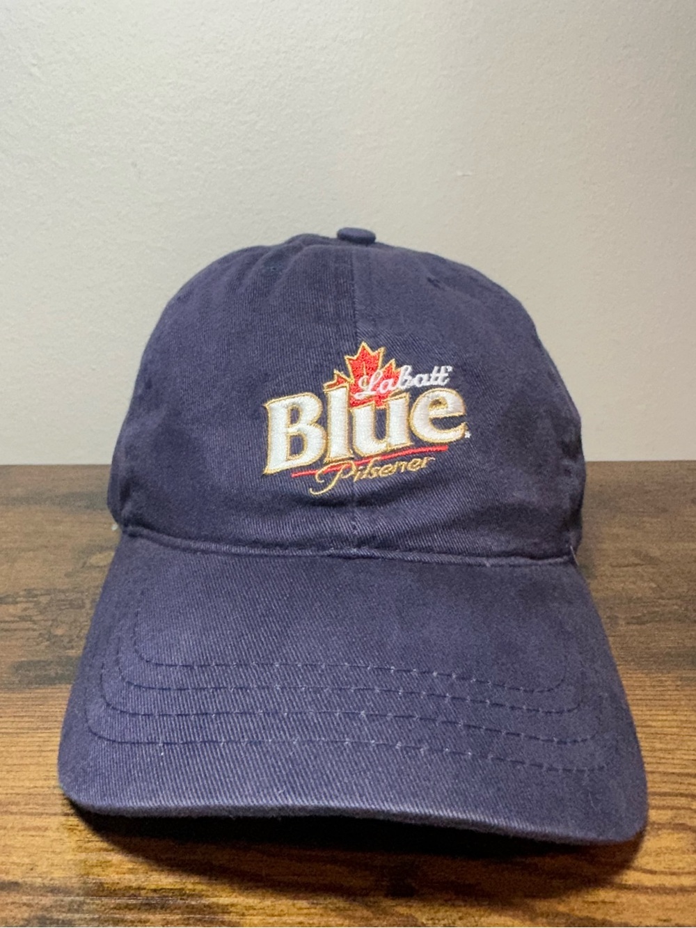 Vintage - 1990s Labatt Blue Pilsener Dad Hat With Happy Face Blue Crown Cap